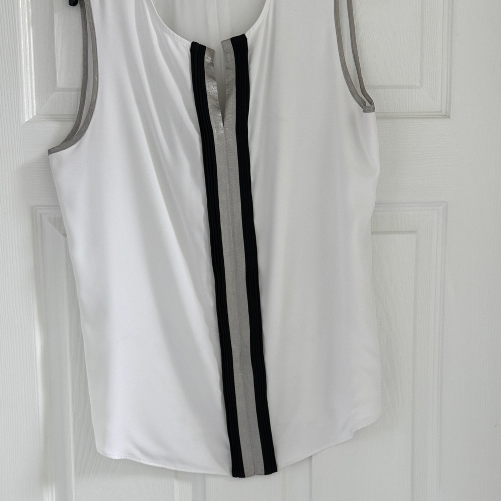 Calvin Klein White Tank Top with Black and Gray Stripes